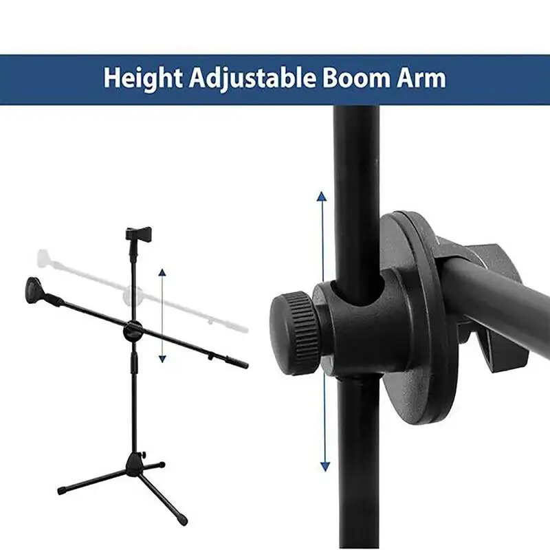 Floor Microphone Tripod Swing Arm Retractable Metal Microphone Stand Stage Performance Live Bracket Desktop Mic Tripod