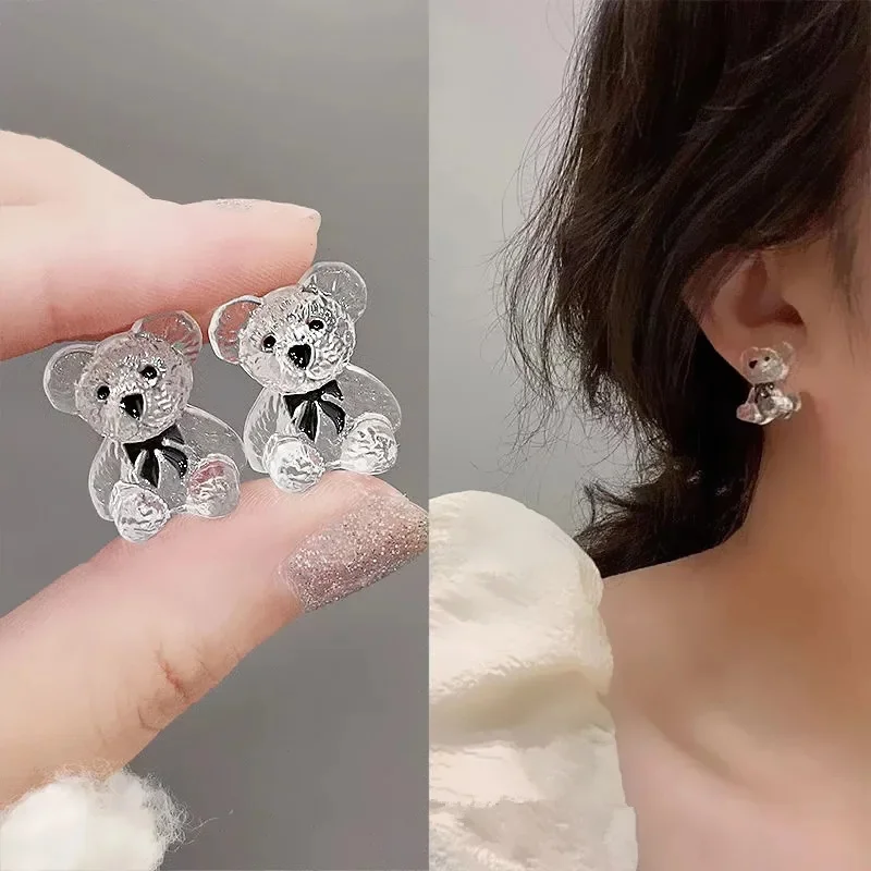 Cute Acrylic Candy Gummy Bear Dangle Earrings for Women Bear Hoop Earrings 2022 Korean Fashion Sweet Girl Jewelry