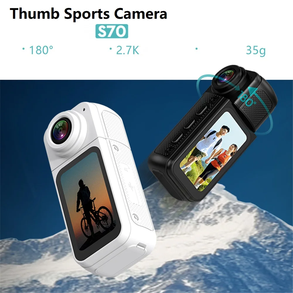 WIFI APP Thumb Camera Ultra-Long Battery Life Thumb Sports Camera HD Cycling Camera 1080P Pet Camera 180-degree rotatable