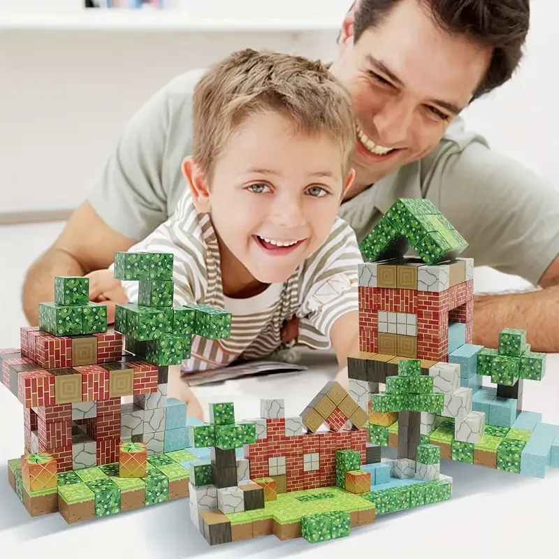 Bloques de construcción magnéticos Mine World, cubo magnético para apilar, juego de construcción, juguetes sensoriales educativos para niños y niñas de 3 años o más, bricolaje