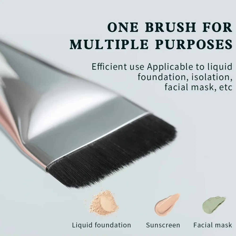 Brocha de cabeza plana para base multiusos, ligera y delgada, para contorno de cara, máscara, imprimación, corrector, cepillo sin rastro