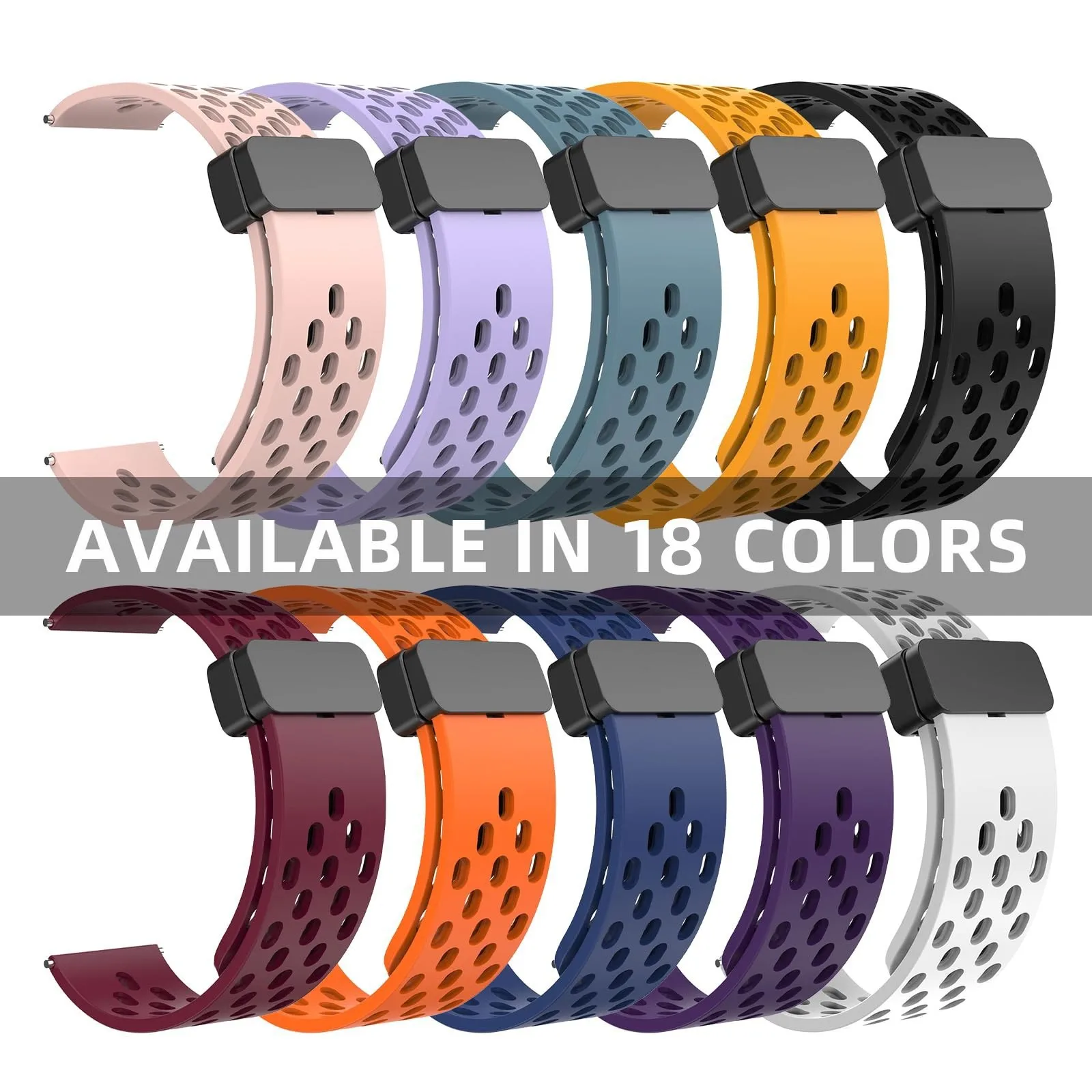 

20/22mm Magnetic clasp Silicone Strap For Samsung Galaxy Watch 4 5 pro 40mm 44mm 45mm 42/46mm bracelet for Huawei GT2/3 pro band