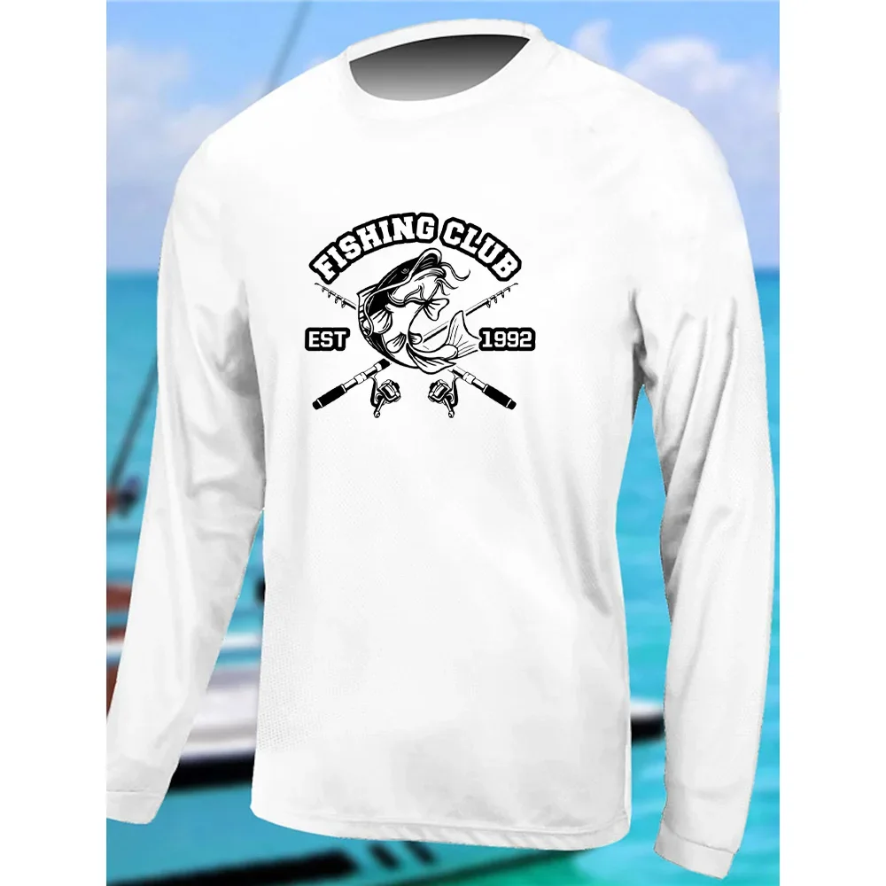 Fishing Shirt 2024 Men's Customizable Print T-Shirts Fishing Apparel Long Sleeve Fishing Shirt Outdoor Sports Crewneck Tops