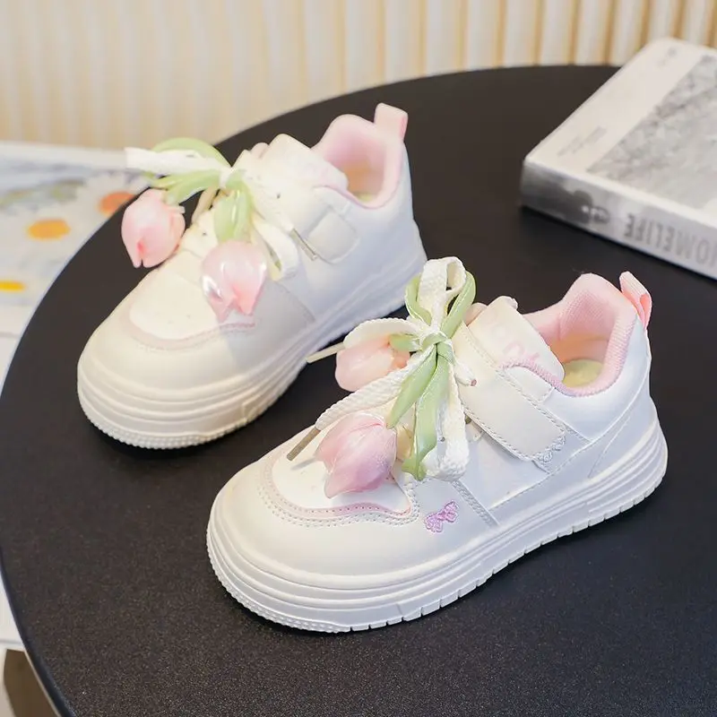 

Girls Low Top Sneakers for Kids Waterproof Lightweight Spring Autumn Versatile Leather Sport Shoes​