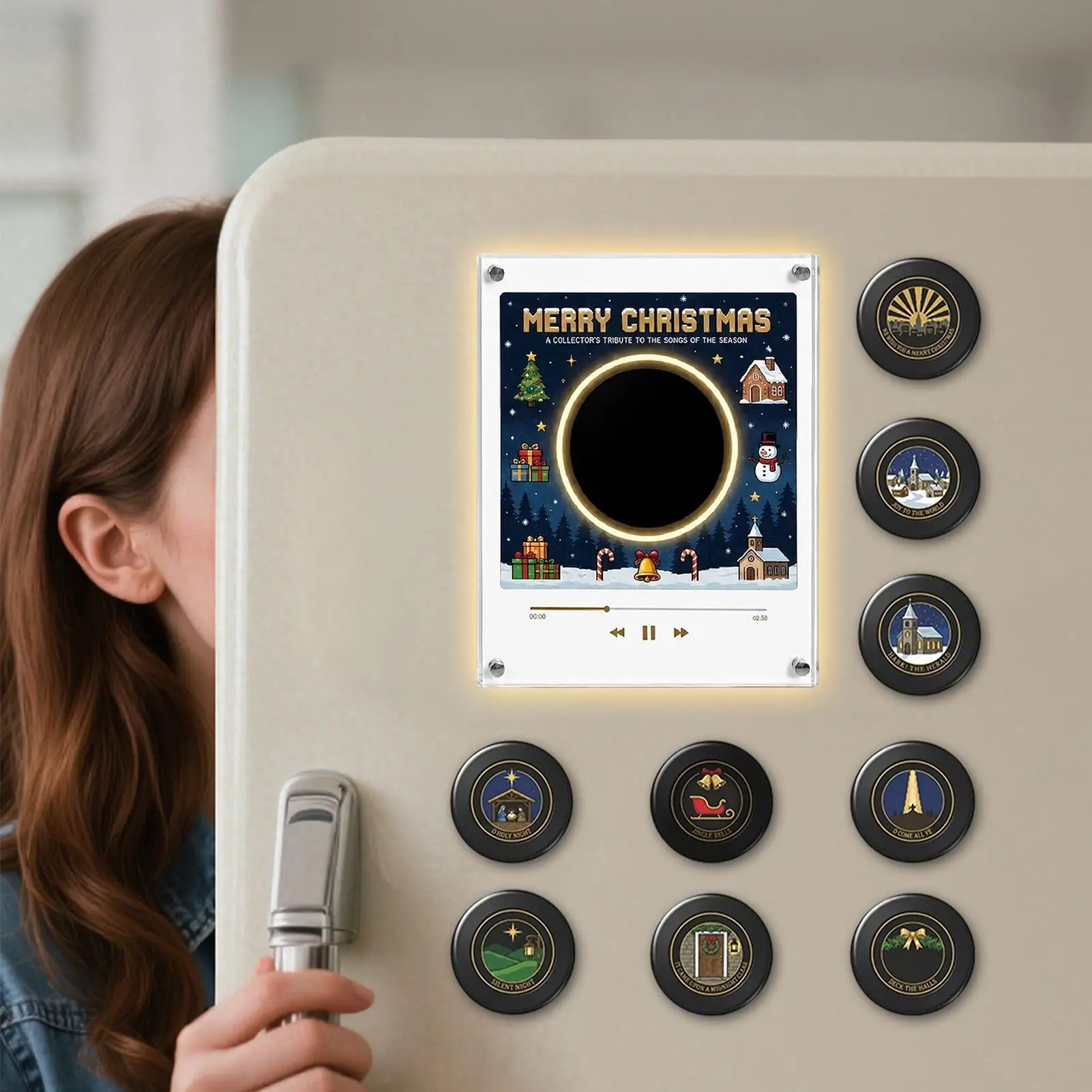 Acrylic Creative Audio Music Player Ornament NFC Music Induction Automatic Singing Magnetic Refrigerator Sticker Home Decoration
