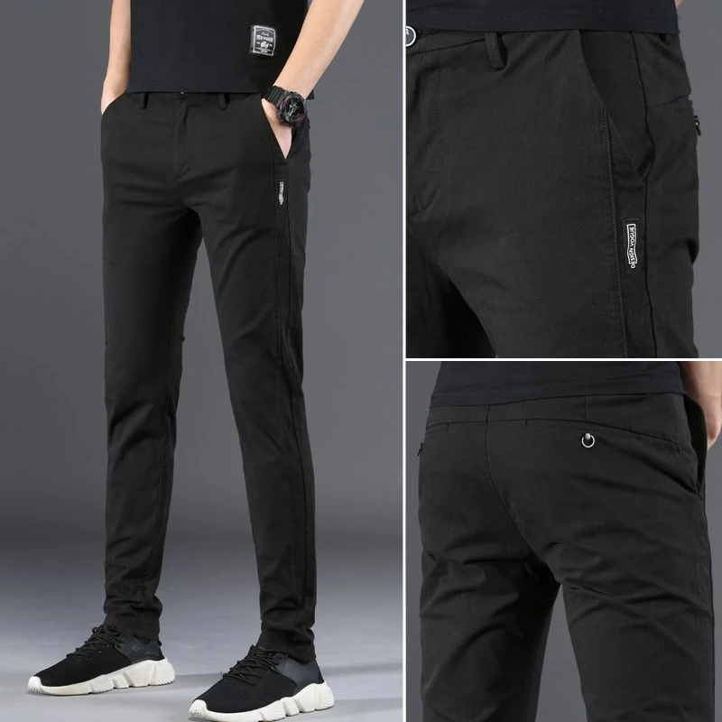

Summer Thin Casual Pants Men's Slim Fit Youth Elastic Long Trousers Trendy Versatile Cotton Comfortable Breathable Sweatpants