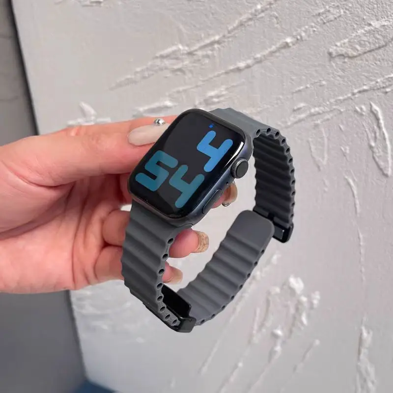 Ремешок с магнитной застежкой для Apple Watch Band Ultra 2, силиконовый браслет для iWatch Series 9 8 7 6 4 SE, 49 мм 45 мм 44 мм 40 мм 41 мм 38 42 мм