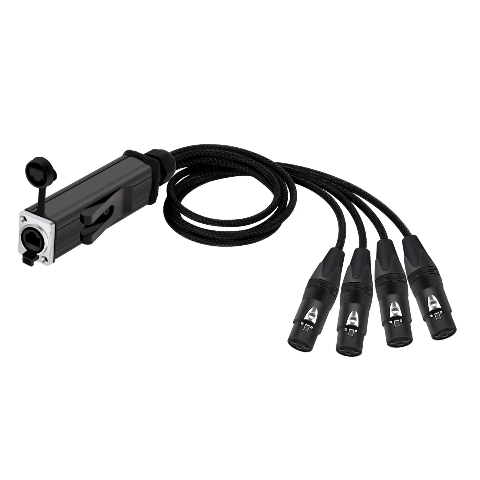 IP65 RJ45 CAT5 Female Extender to 4 Channel 3Pins XLR Multi Network 4mm Audio Cable Receiver for Stage Home Studio Recording