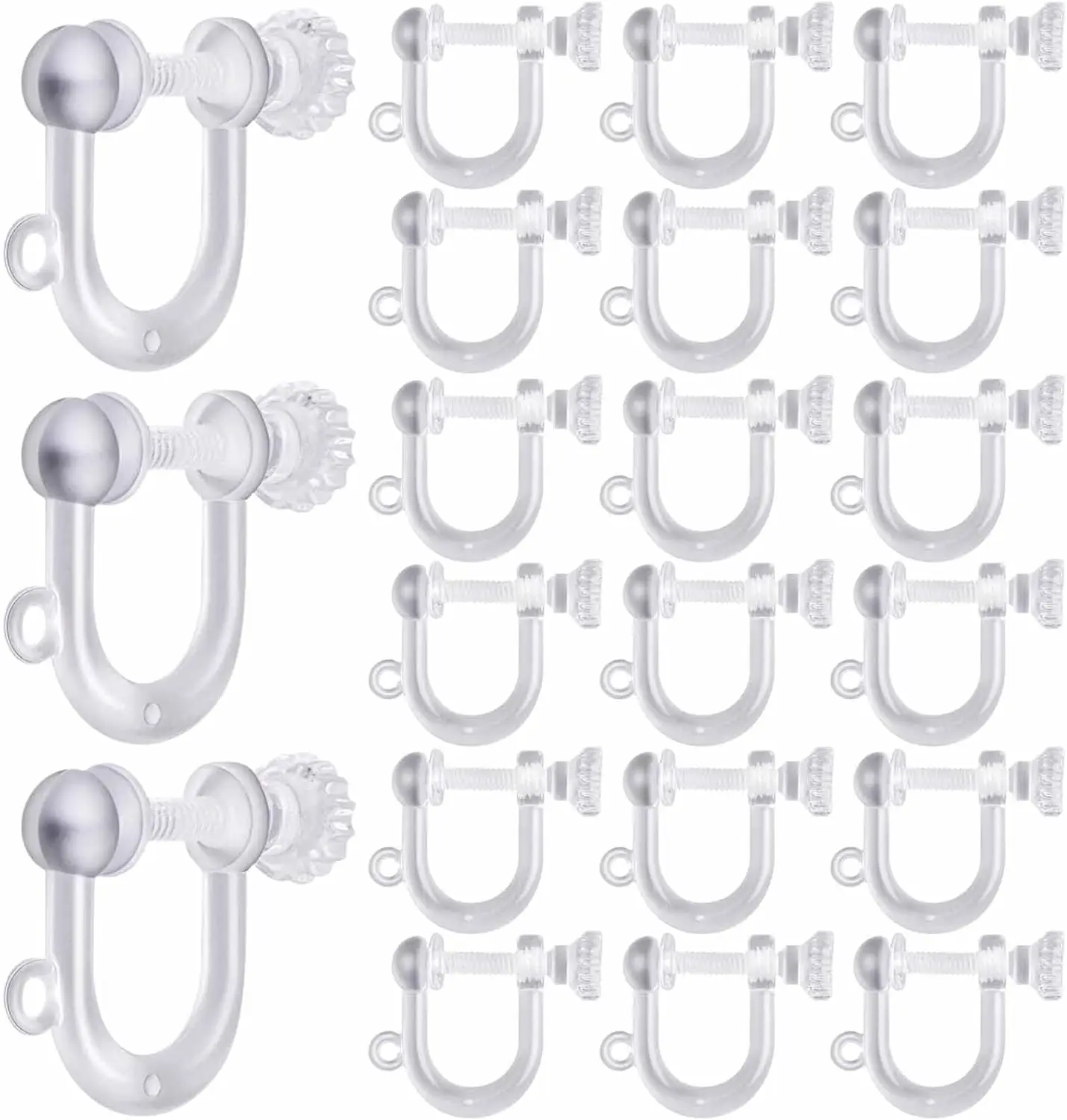 

20 Pieces Plastic Clip-on Earring Converters Screw Type Earring Clips Components Earring Findings with Loop DIY Jewellery Making