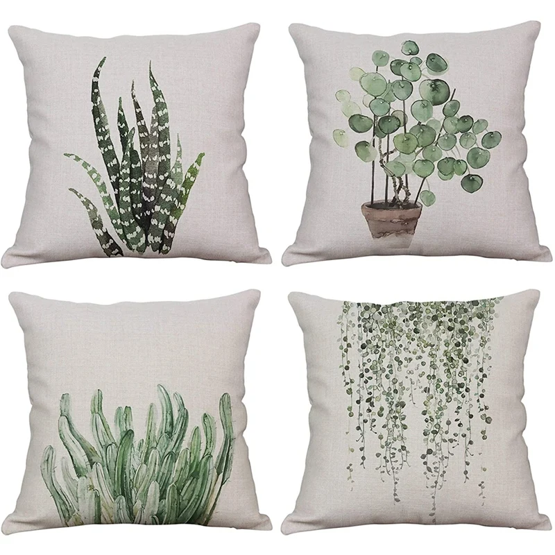 ABMK Plant Throw Pillow Covers Decorative Cotton Linen Square Outdoor Cushion Cover Sofa Home Pillow Covers