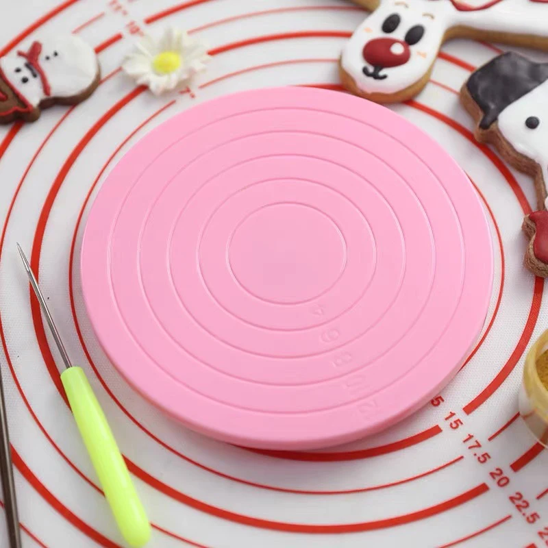 DIY Cake Rotary Table Mini Plastic Fondant Cake Turntable Revolving Platform Anti-skid Round Cookie Stand Rotating Kitchen Tools