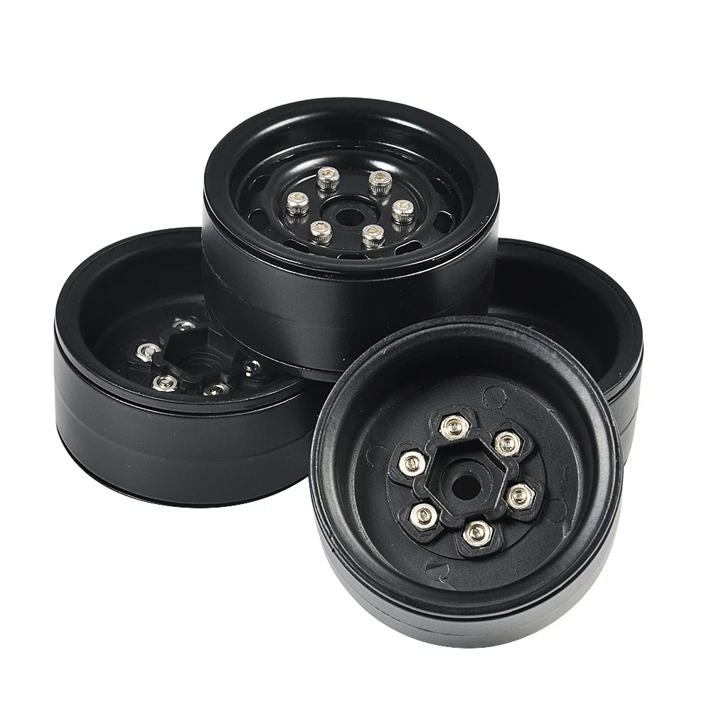 YEAHRUN Heavy Duty 100g Metal 1.9 Inch Beadlock Wheel Rims Hubs for Axial SCX10 90046 D90 1/10 RC Crawler Car Parts