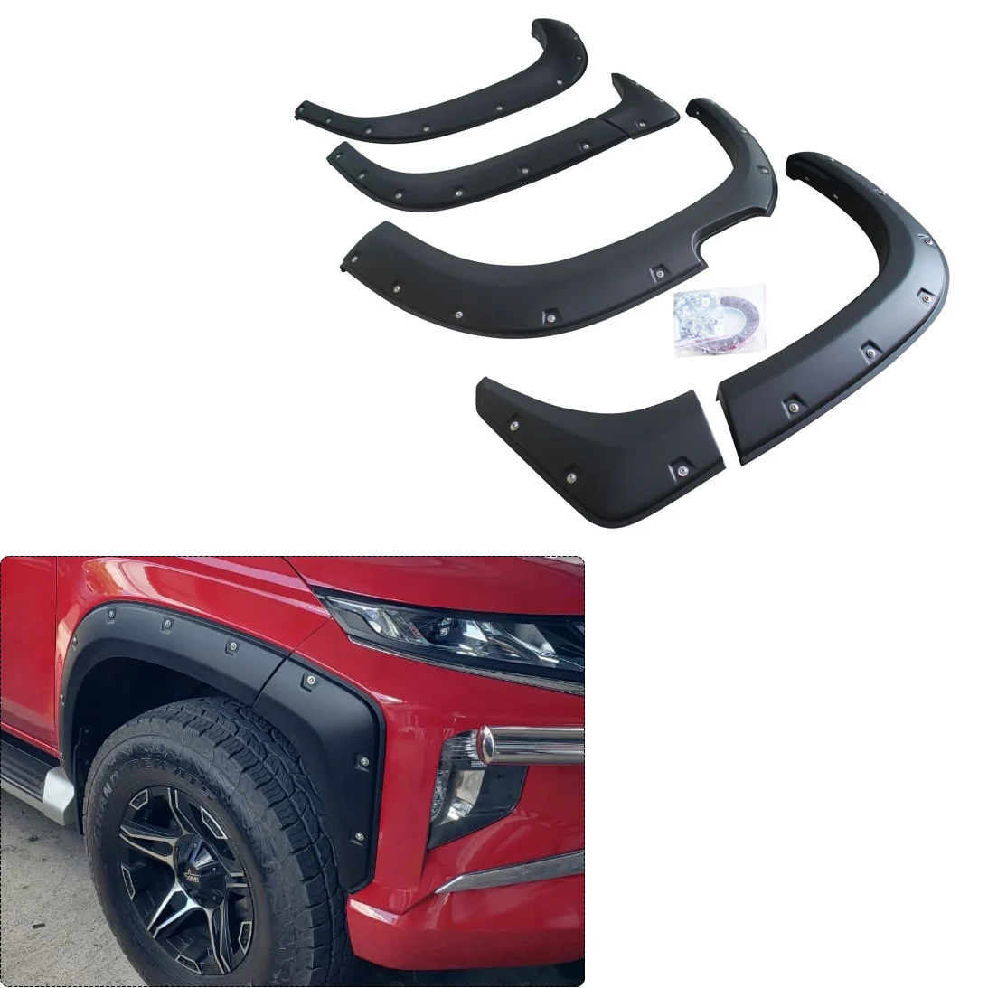 

FOR MITSUBISHI L200 TRITON 2019 2020 2021 2022 ABS FENDER FLARE BOLTS STYLE WHEEL ARCHES 4X4 ACCESSORIES