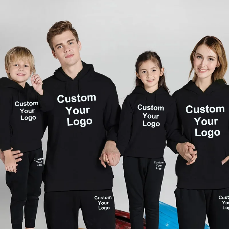 

Fall/Winter Parent/Child Custom Your Logo Sports Set Hoodie and Pants Two Piece Men's and Women's Adult Set Girls' and Boys' Cas