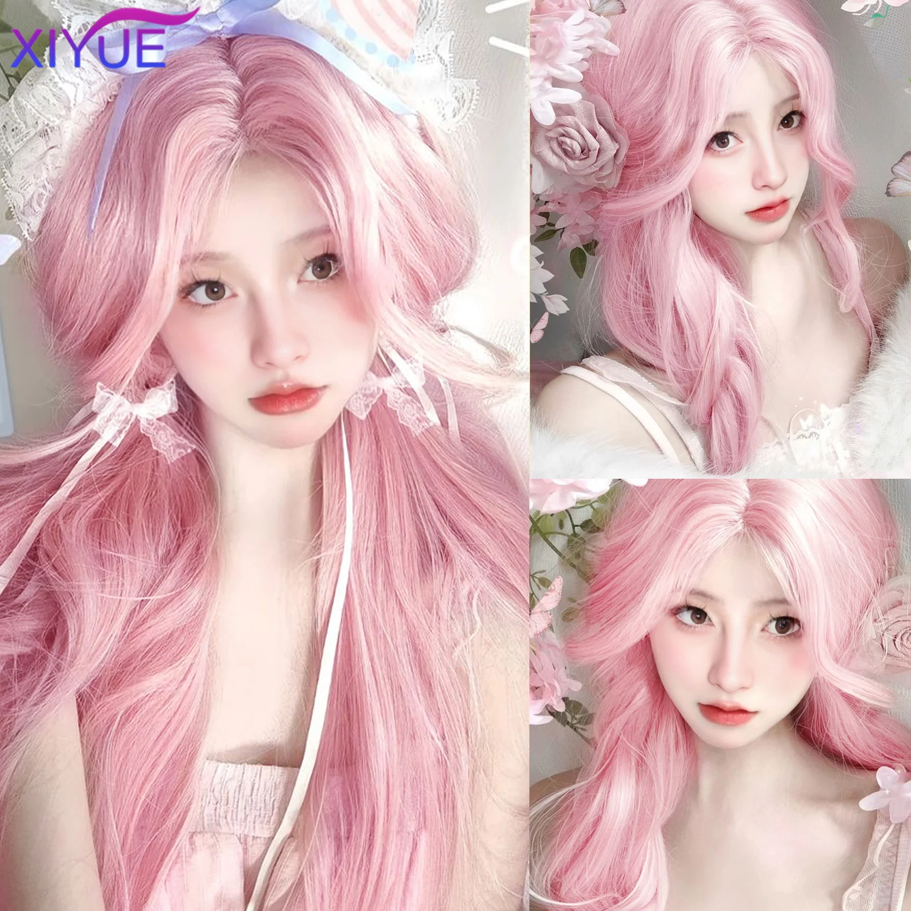 

Розовый парик для женщин Длинные волнистые парики для косплея Натуральный мягкий сладкий синтетический парик для ежедневного использования Школьная жизнь Парик Лолита Розовый