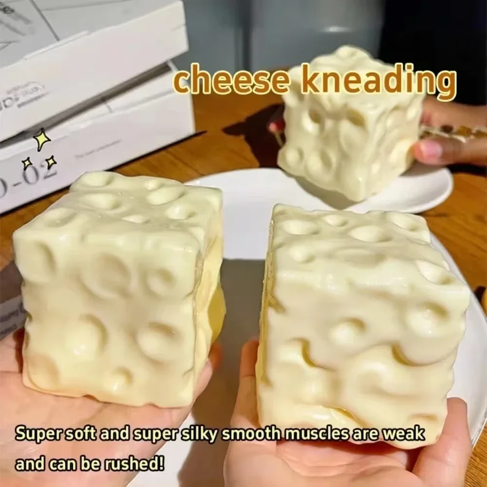Vaseline-Gefüllter Riesiger Käse-Squishy, Simulierter Quetschbarer Würfel, Langsam Zurückfedernder Stressabbau-Ball, Fidgets, Scherzartikel, Party-Geschenke – Detail 10