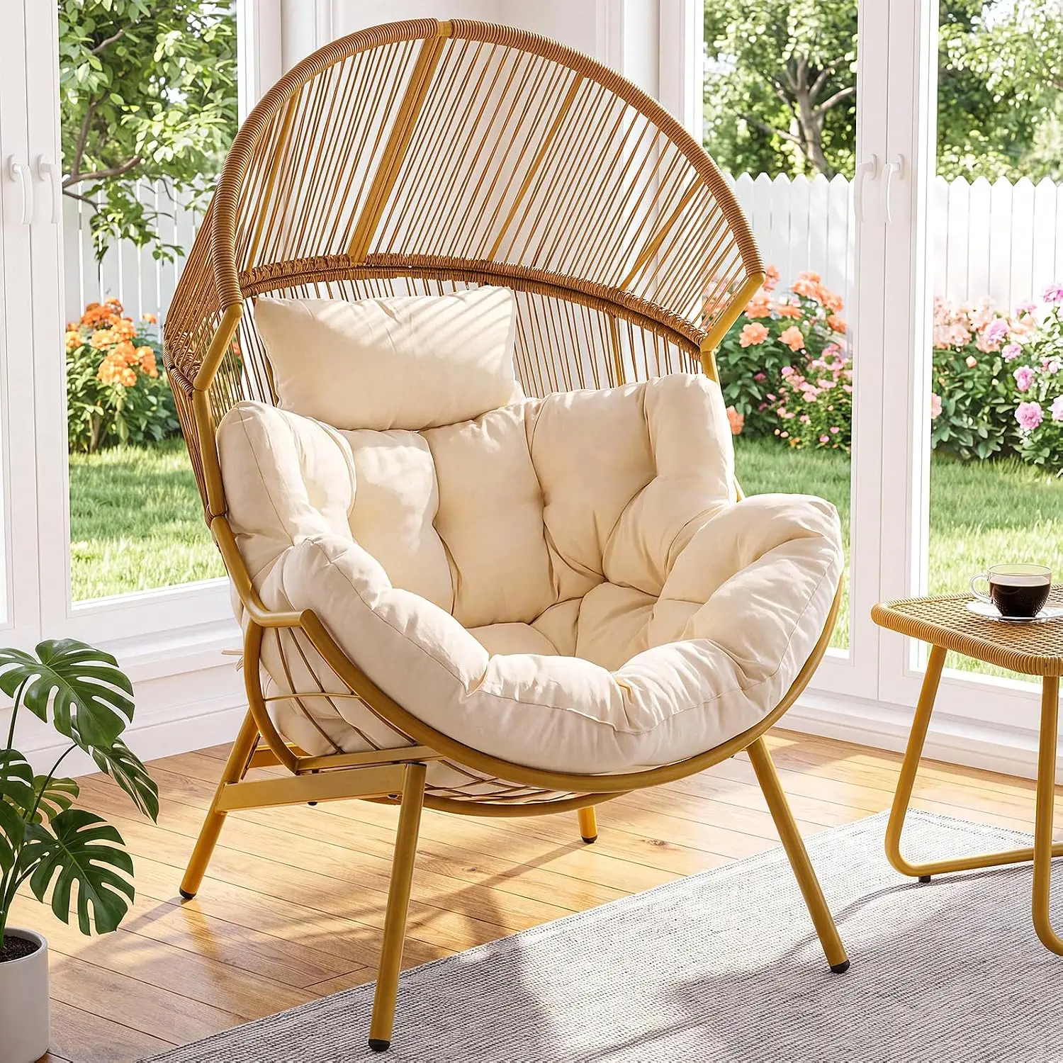 Egg Chair for Outdoor & Indoor, Oversized Patio Wicker Chair