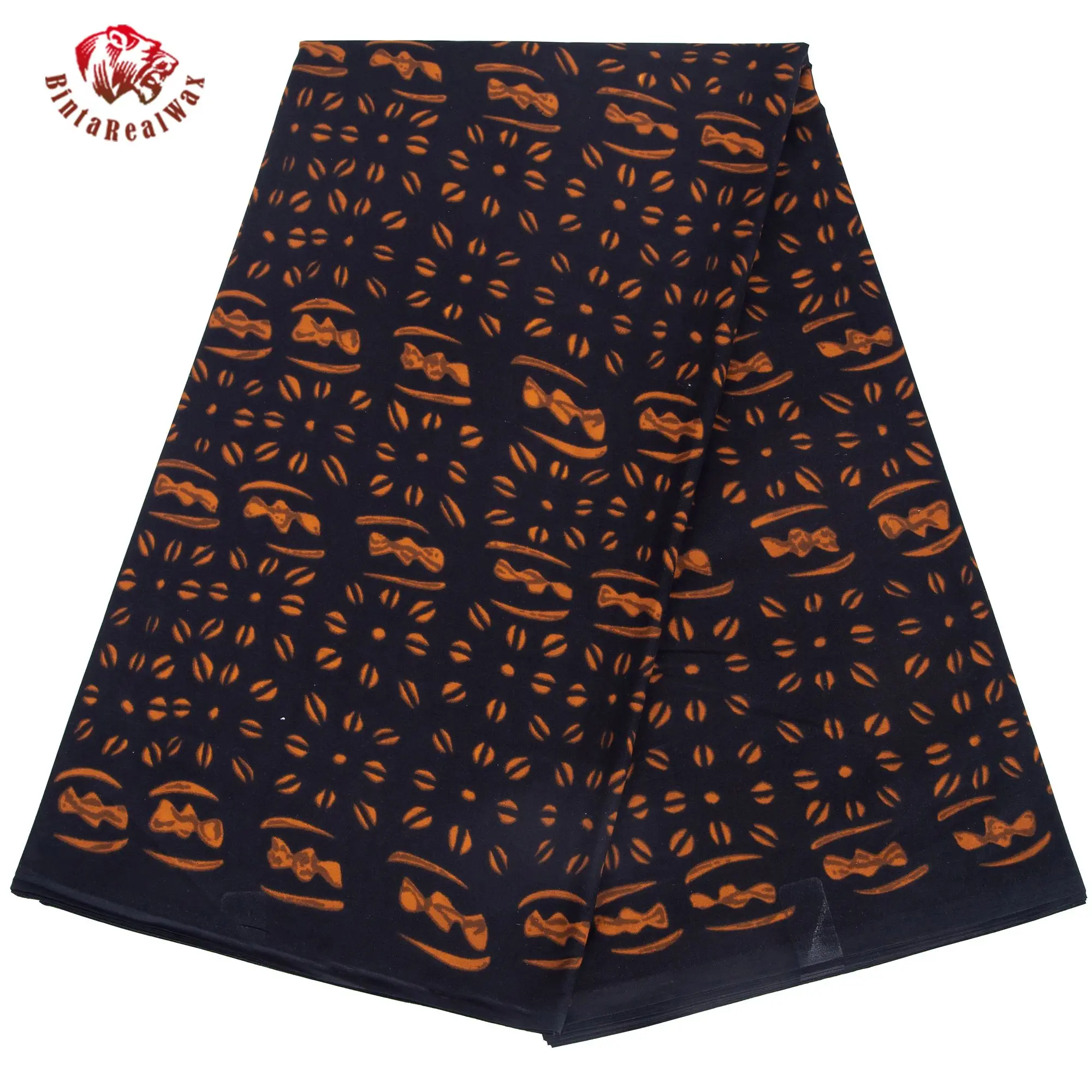 

African Wax Print Fabric, Coffee Bean & Bow Tie Pattern, Soft Cotton Ankara Fabric for Dress Making, Home Decor 24FS1612
