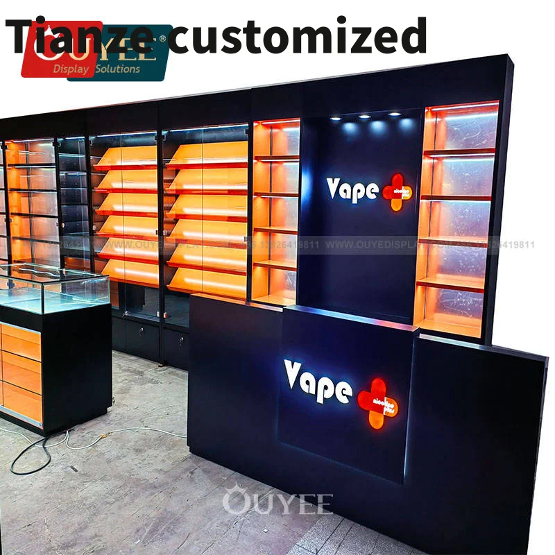 

Customized-Shop Design Hookah Display Shelf Smoke Shops Slated Shelves Custom Display Cases Smoke Shop