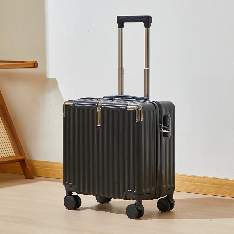 حقيبة أمتعة مقاس 18 بوصة، وأمتعة دوارة، وحقيبة أمتعة بعجلات من ثلاثة أقسام مع حامل أكواب الماء وحامل الهاتف وقفل بكلمة مرور