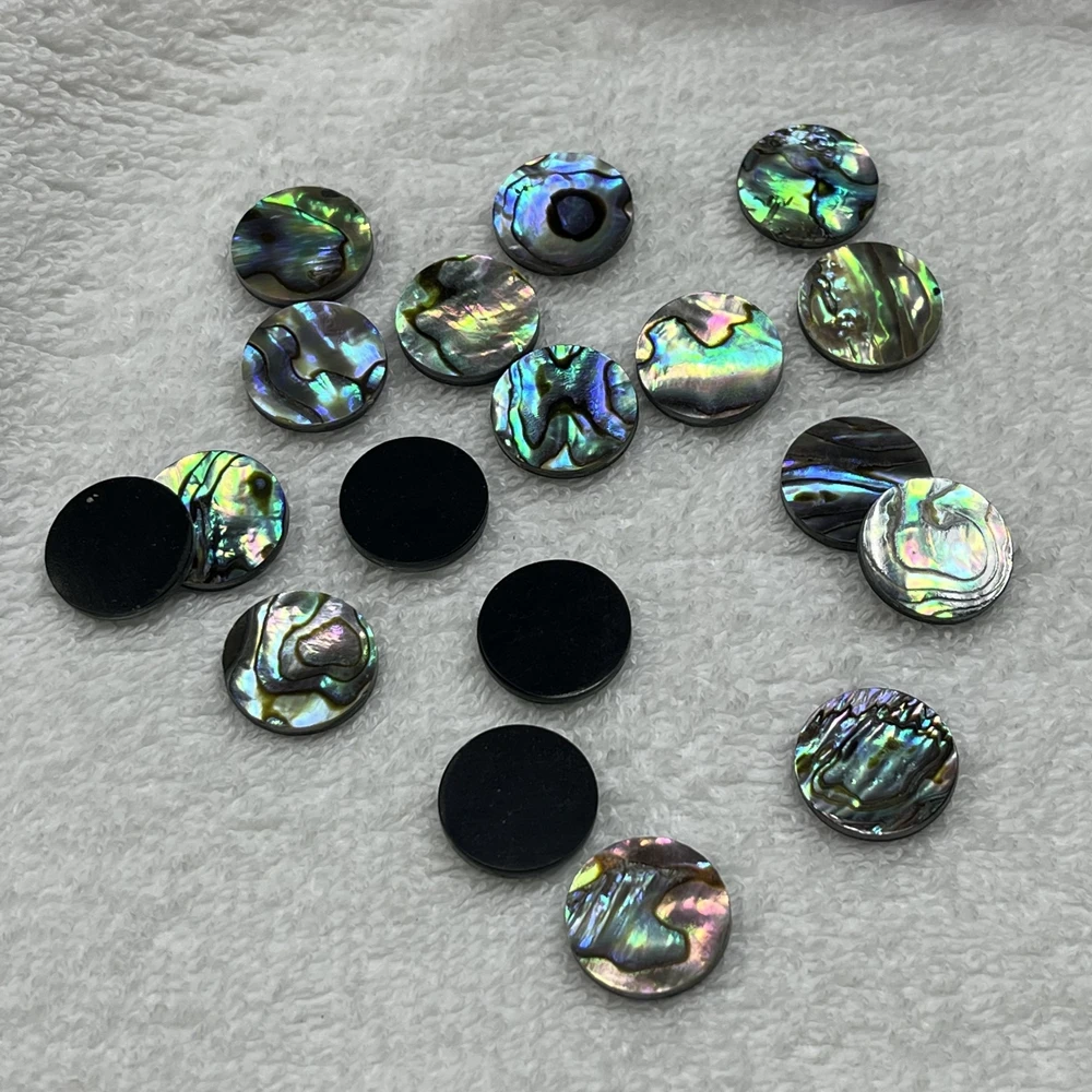 200pcs/Lot 12-13mm Natural Abalone Shell And Synthetic Black Turquoise Round Sheet