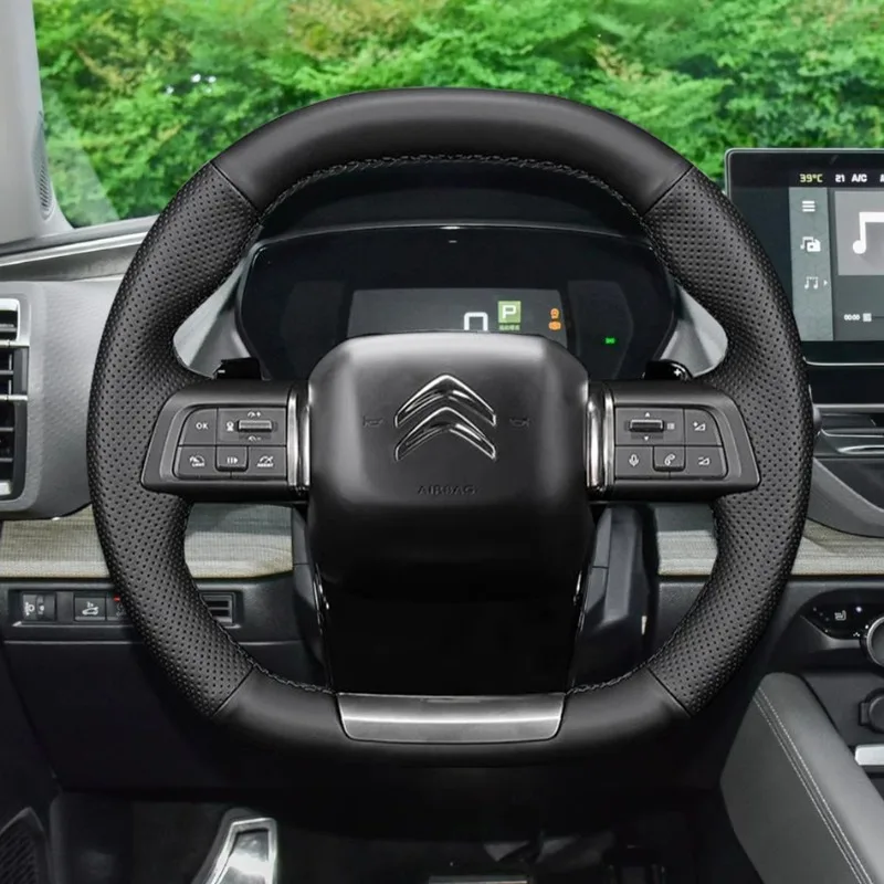

Чехол на руль автомобиля «сделай сам» для Citroen C4 2020 2021 C5 X 2022, плетеный черный кожаный чехол на руль, аксессуар для интерьера