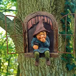 Outdoor Garden Dwarf Statue Elf Going Out Tree Hugger Miniatures Decoracion Jardin Exterior Knickknacks Garden Decoration