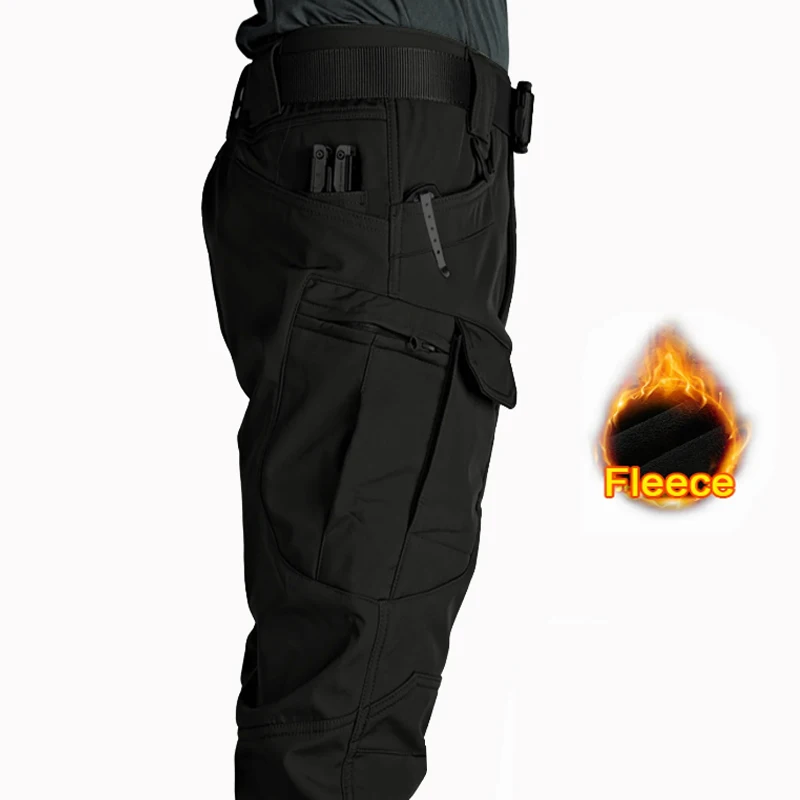 

Мужские военные зимне-осенние флисовые тактические брюки для кемпинга, пешего туризма, треккинга, скалолазания, уличные городские брюки-карго, спортивные брюки из акульей кожи