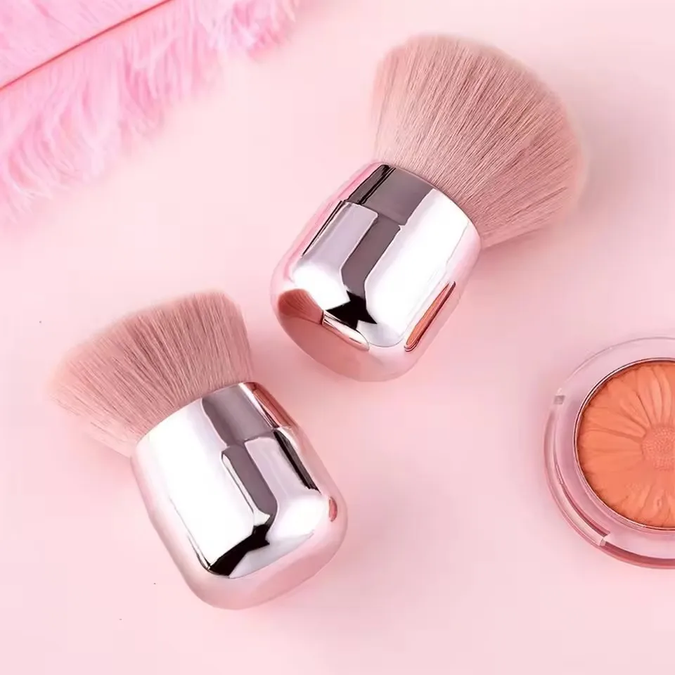 1Pcs/2Pcs Pink Mushroom Head Powder Brush Travel Size – Soft Synthetic Bristles for Blush, Bronzer & Highlighter C748