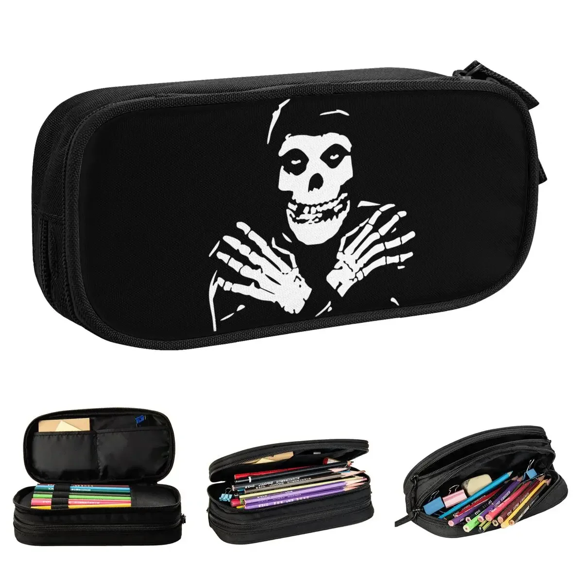 Classic Skull Misfits Pencil Cases Heavy  Pencilcases Pen Box Kids Large Storage Bag Students School Gifts Stationery