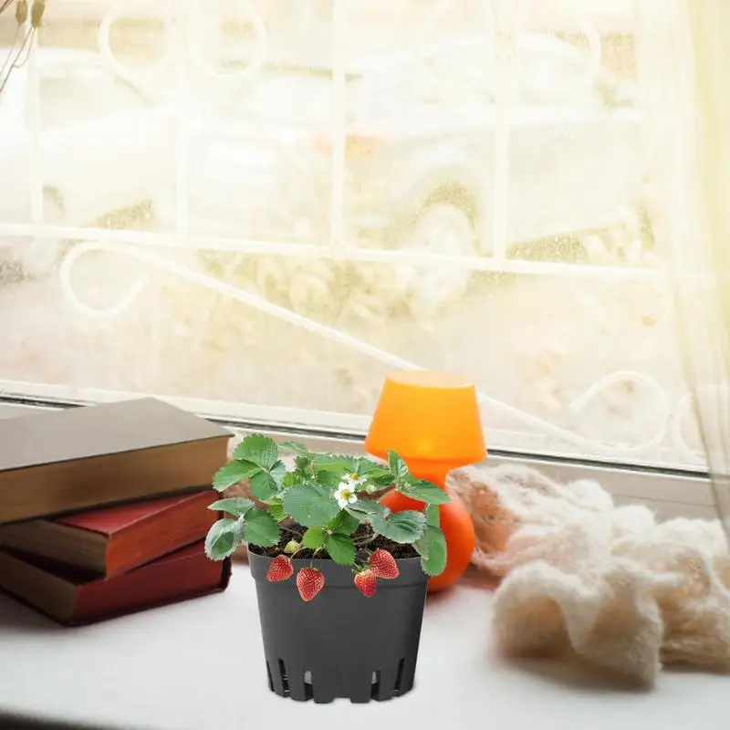 كاتب الأواني لزراعة 50 قطعة قابلة لإعادة الاستخدام الأسود مربع الشتلات الأواني وعاء الحضانة مع ثقوب الصرف البستنة عدة للنباتات #4