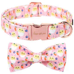 Personalized Unique Style Paws Easter Dog Collar Easter Egg Dog Collar with Bow Tie Pet Collar for Large Medium Small Dog