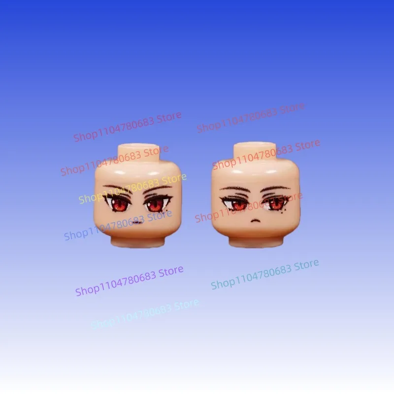 MOC Building Blocks: Kawaii Girl Double-Sided Printed Expression Accessories – Assembly Model, Collectible Ornament & Gift Toy