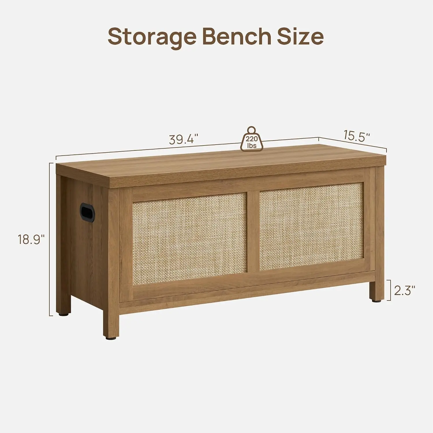 Boho Rattan Storage Bench Set 2, Flip Top Safety Hinges, Bedroom Living Room Entryway, 39.4