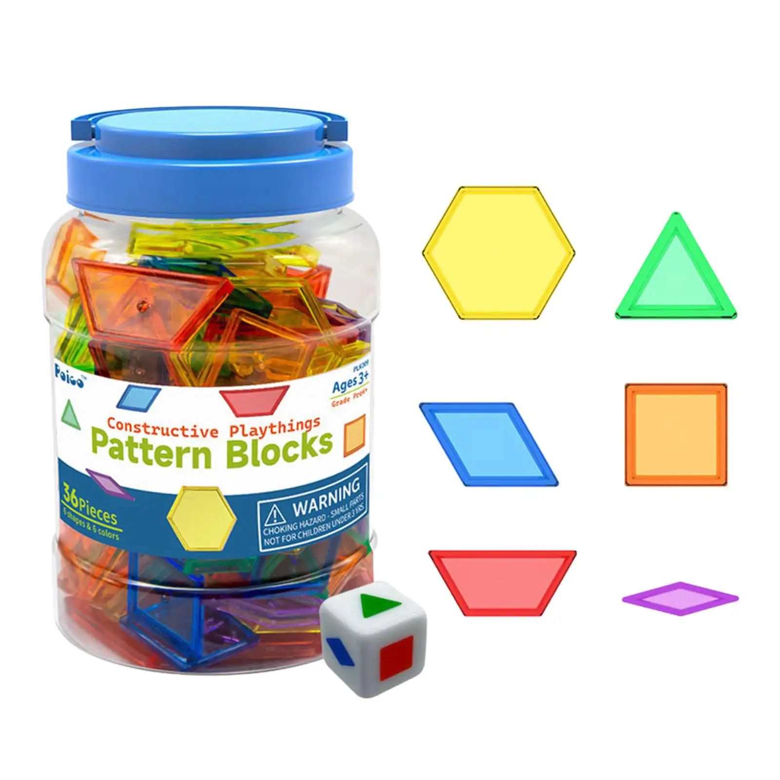 Pattern Blocks Set Mini Pattern Pieces Sensory Toys Transparent Patterns for Preschool Activity Home Travel Birthday Gift