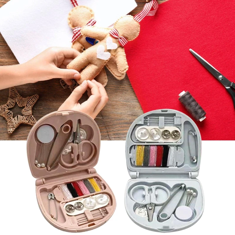 2024 New Portable Sewing Kit in Mini Folding Storage Box Basic Needle and Thread Set for Home Travel Emergencies Travel Sew Kit