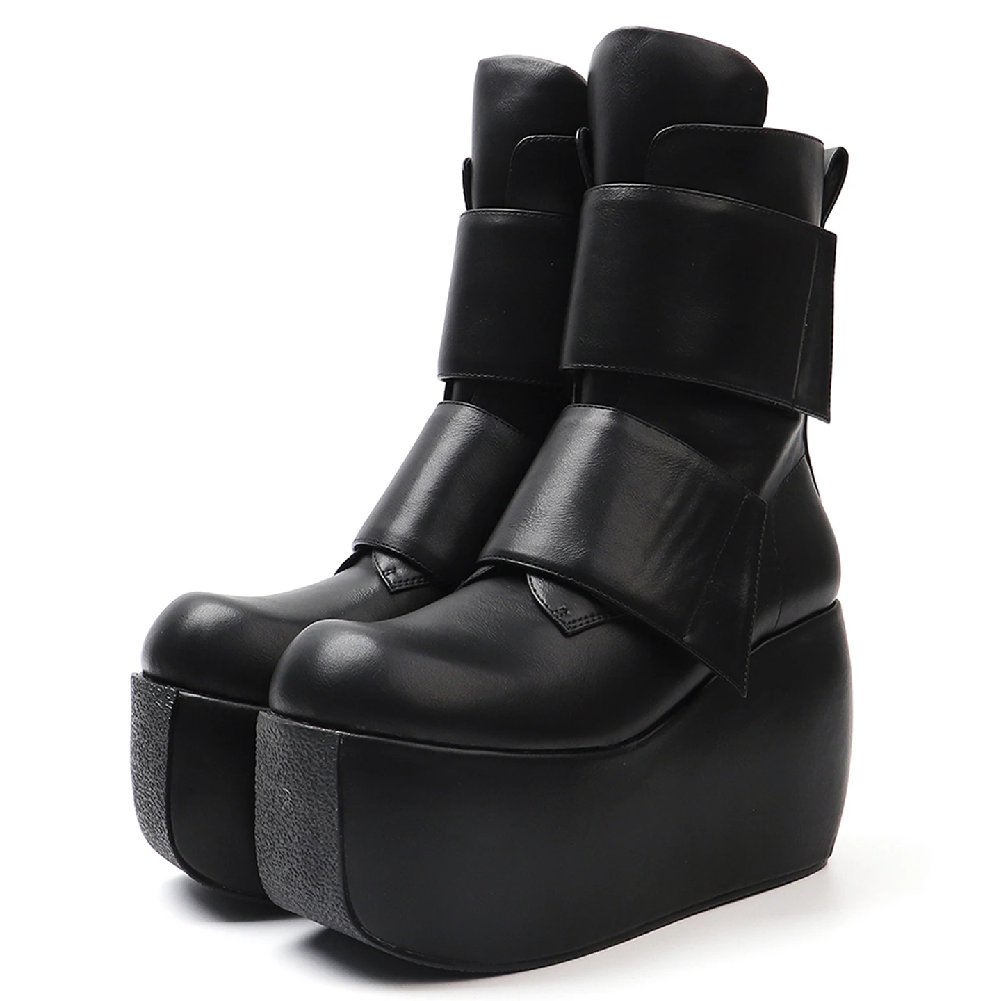 

Leecabe Women's high-heeled black matte Velcro gothic style shoes, everyday casual street style.