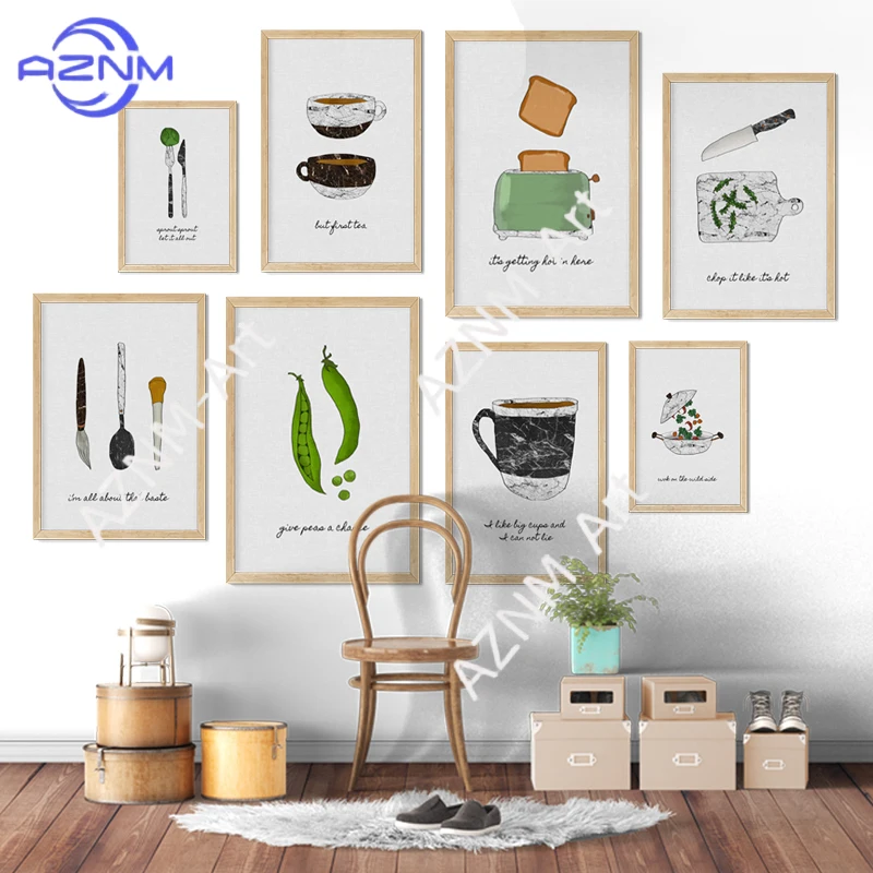 Coffee Cake Food Nordic Canvas Art Print Poster Kitchenware Painting Restaurant Decorative Pictures for Living and Dining Room