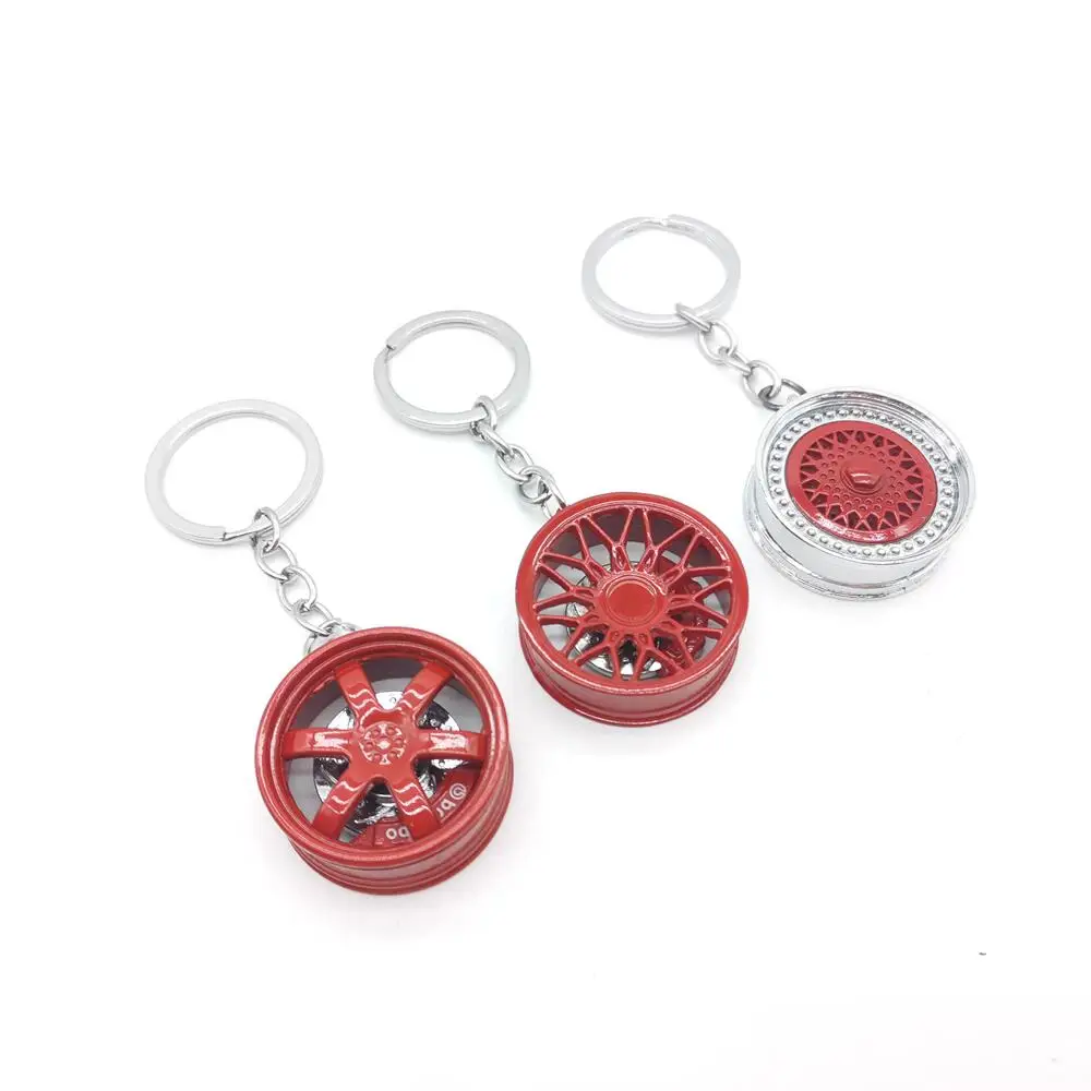 Red Series Car 6-Speed Gearbox Keychain NOS Bottle Wheel Hub Brake Disc Key Ring Car Refitting Metal Pendant Creative Key Chain