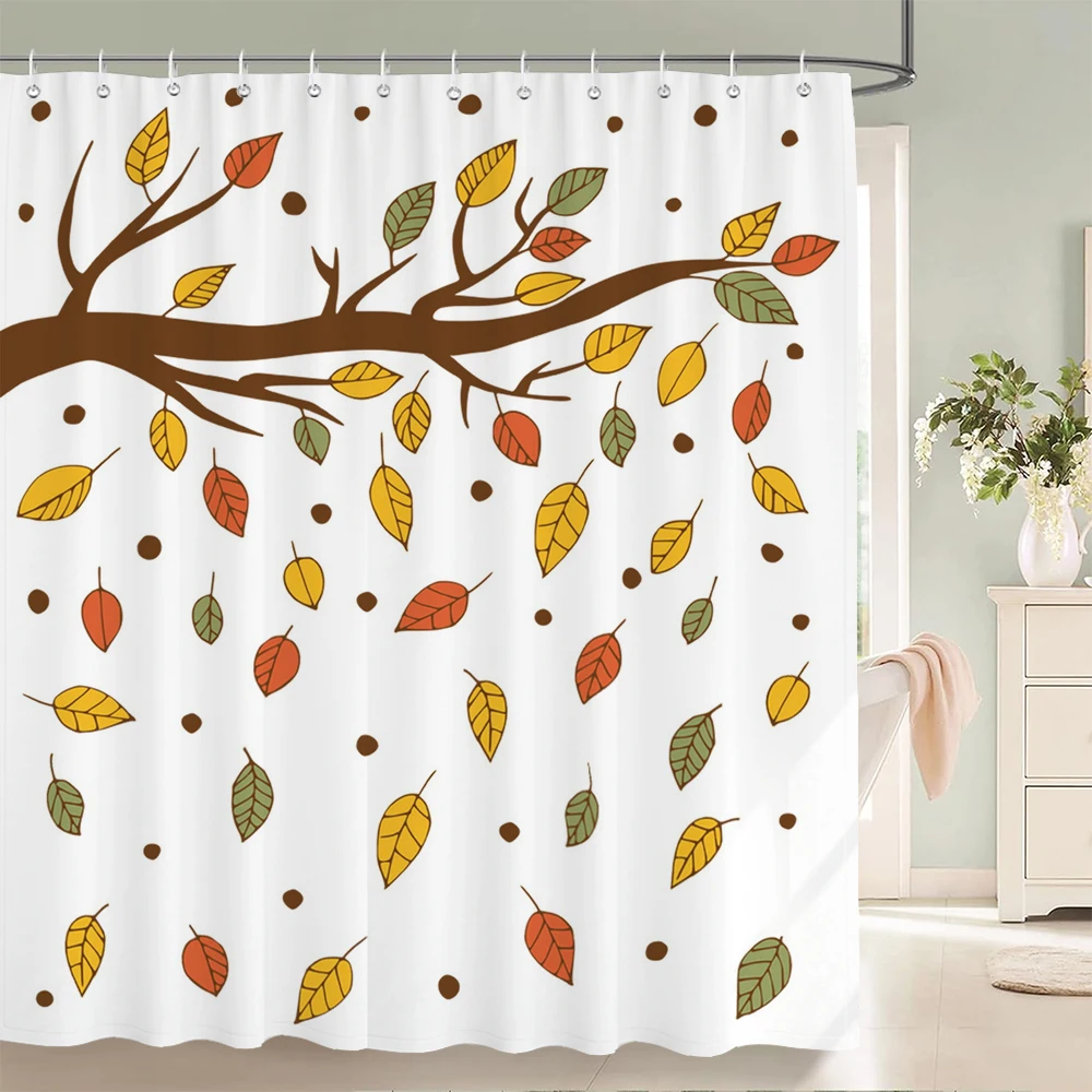 

Modern Minimalist style Shower Curtain Leaves Printed Polyester Fabric Bathroom Curtains Home Bathtub Decor Curtain with Hooks