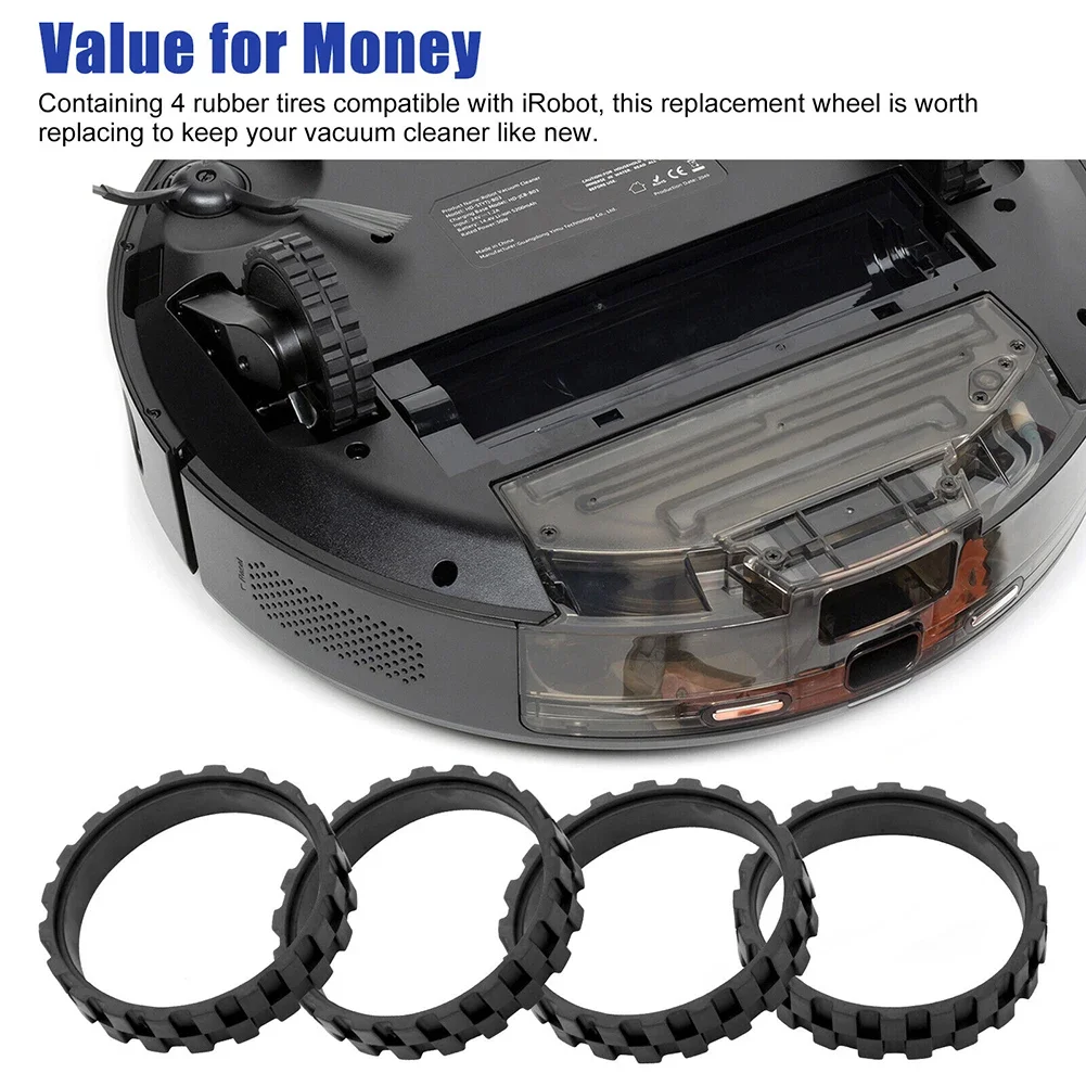 4 шт. противоскользящие резиновые шины для пылесоса, колеса для пылесоса, аксессуары Fo-Irobot для колес Roomba серии 5/6/7/8/9/I7 S9 +