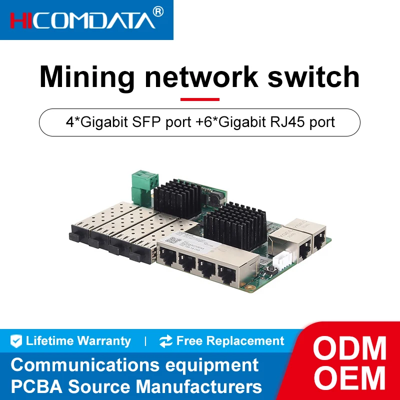 Mining Intrinsically Safe Switch 1000M 4 Fiber 6 RJ45 10-port Layer 2 Full Gigabit Industrial Switch Managed Embedded