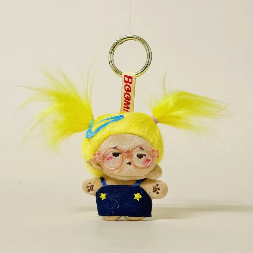 Trendy 6.5cm Doll Pendant Ugly Cute School Bag Decor Hanging Keychain with Fried Hair Creative Cotton Doll Girls' Birthday Gift