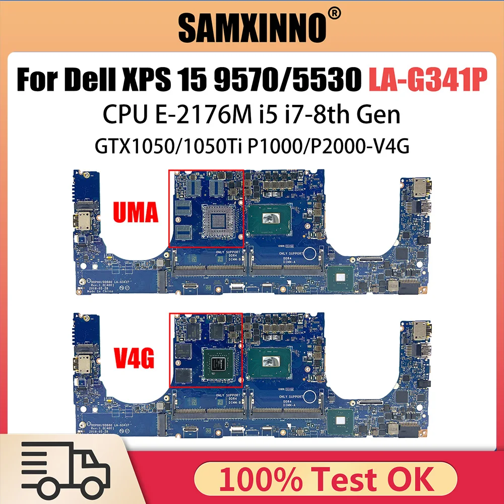 

LA-G341P Mainboard For DELL Precision 5530 9570 Laptop Motherboard 0VDJMX E-2176M i5 i7 CPU GTX1050-1050Ti P1000-P2000 V4G