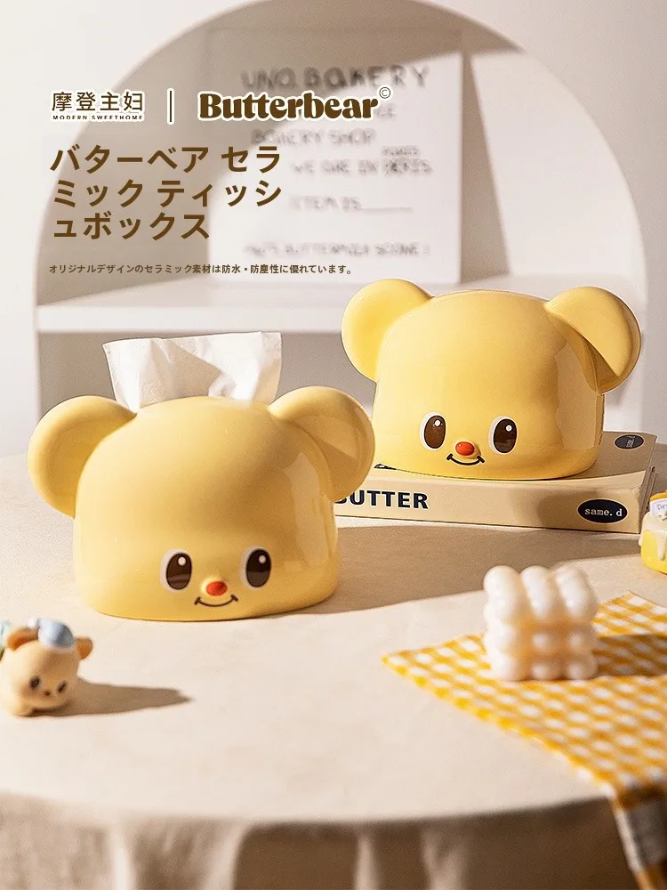 

Современный органайзер для дома: коробка для салфеток в виде медведя, милый настольный контейнер для хранения в гостиной, коробка для хранения с завязками