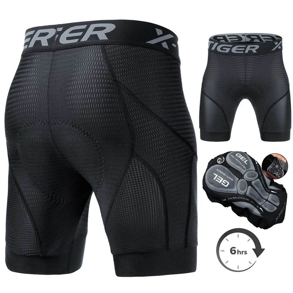 X-TIGER Men's Cycling Underwear Shorts 5D Padded Gel,MTB Biking Shorts Pants with Breathable Adsorbent Design