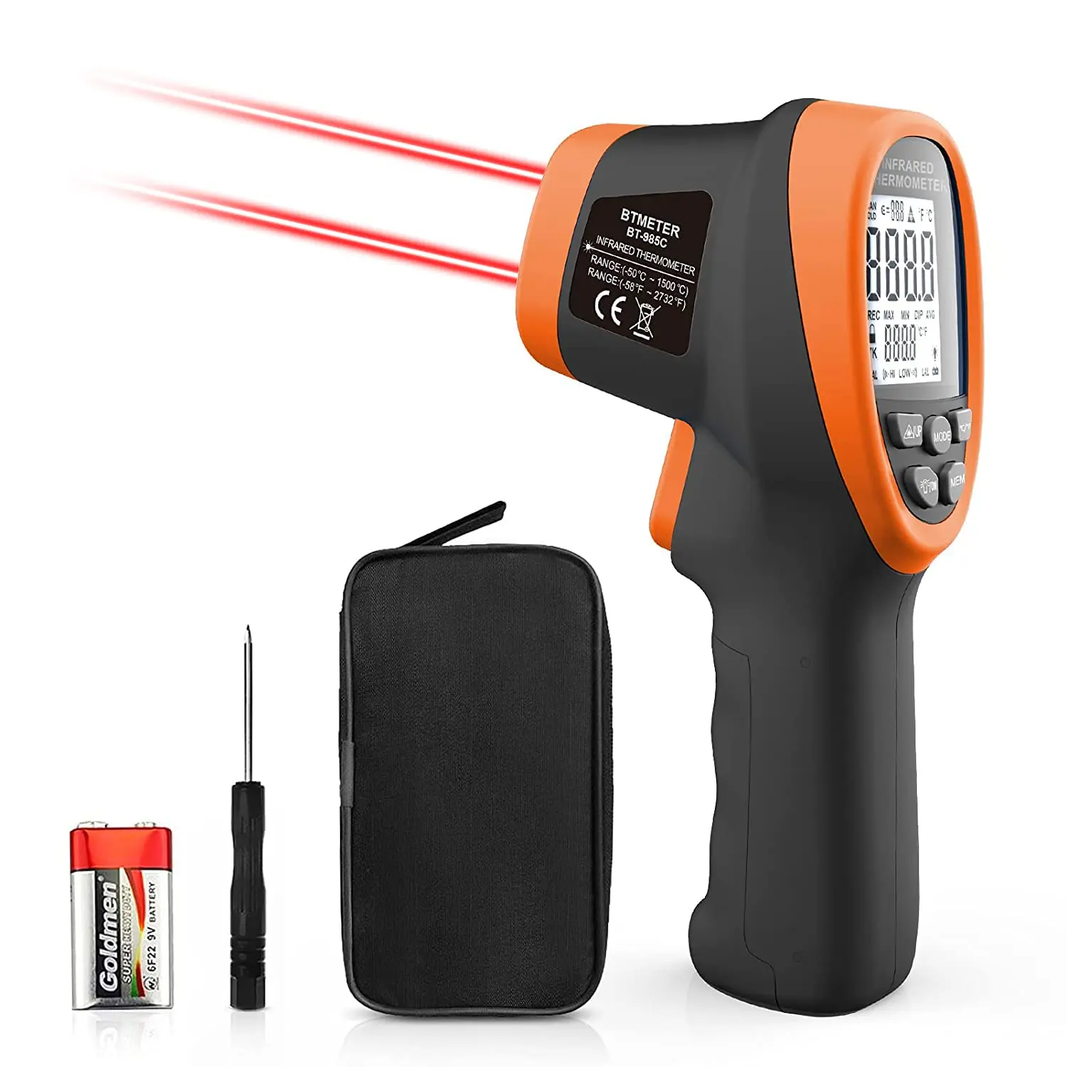 BT-985C Infrared Thermometer Gun -  Non Contact 16:1 IR Laser Temperature Gun Digital Instant Read -50℃~800℃(-58℉~1472℉)