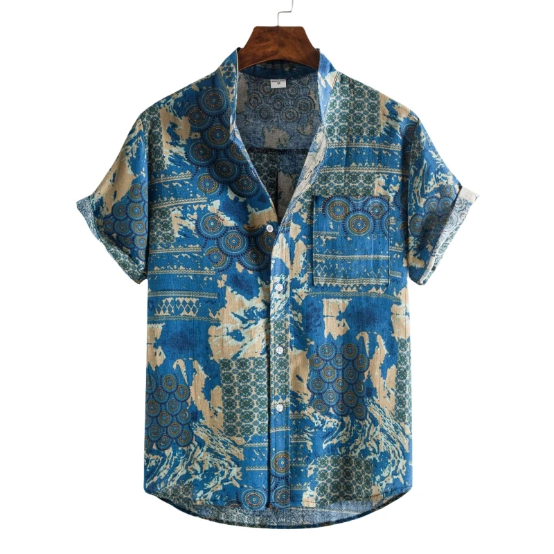 Camisa hawaiana de algodón para hombre, Polo de alta calidad, blusas de lujo, ropa de moda, Envío Gratis, Verano