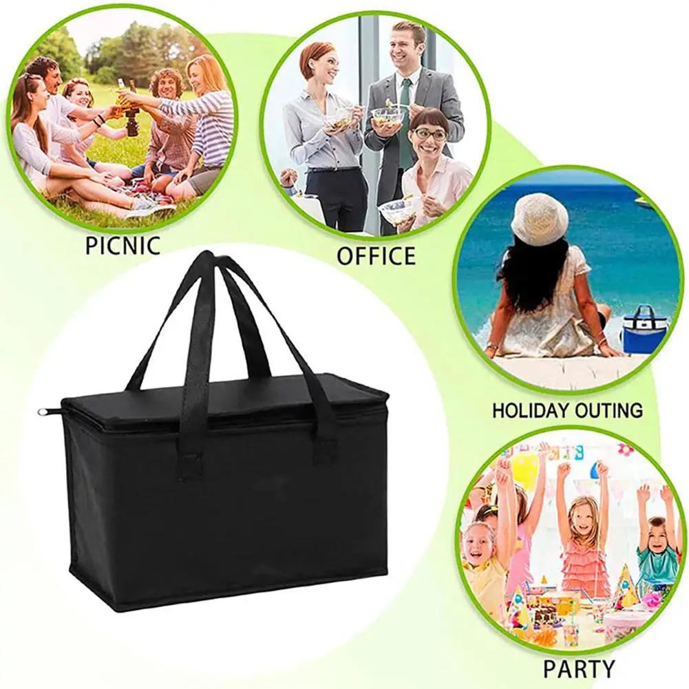 Reusable Thermal Bag Insulated Beer Cooler Bag Outdoor Picnic Lunch Bento Bags Trip BBQ Meal Drink Zip Pack Camping Supplies