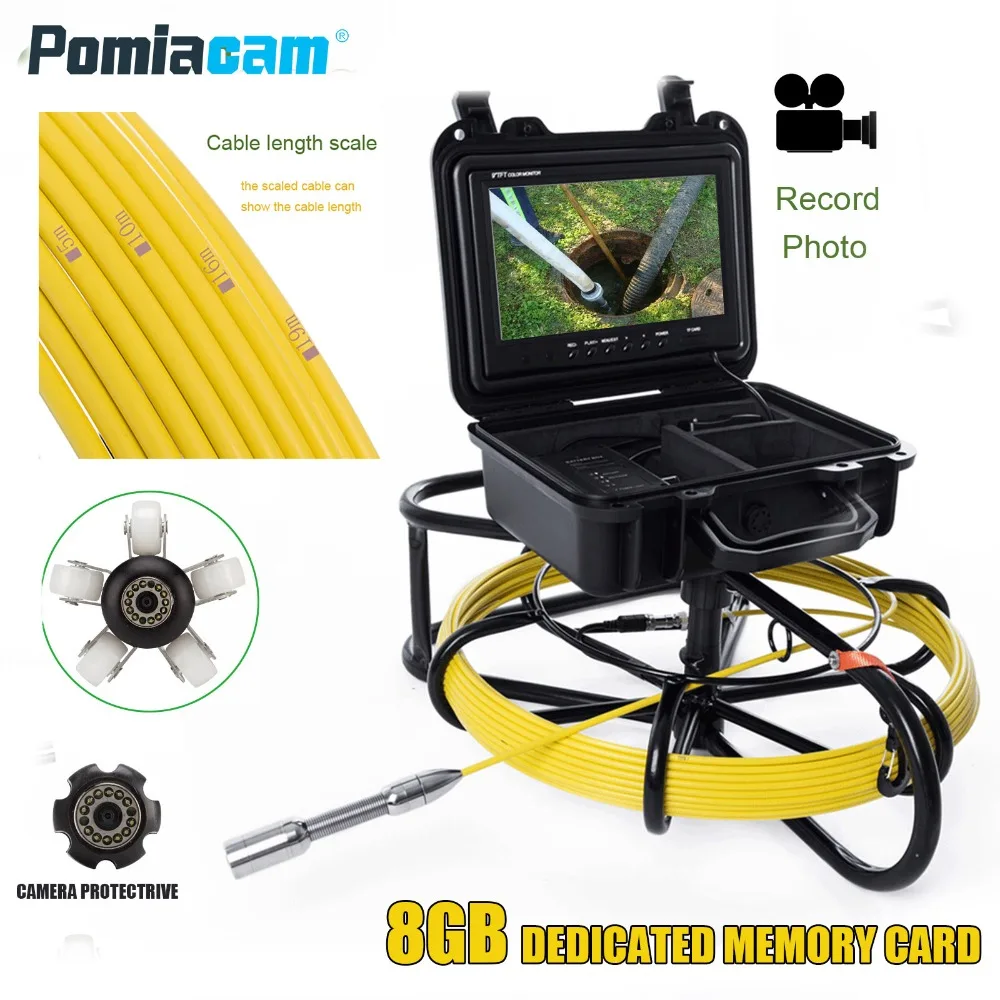 

WP9600 30m 98FT Cable Sewer Pipe live Inspection video Camera Drain Line Sewer Inspection live Camera 1200TVL 9inch display